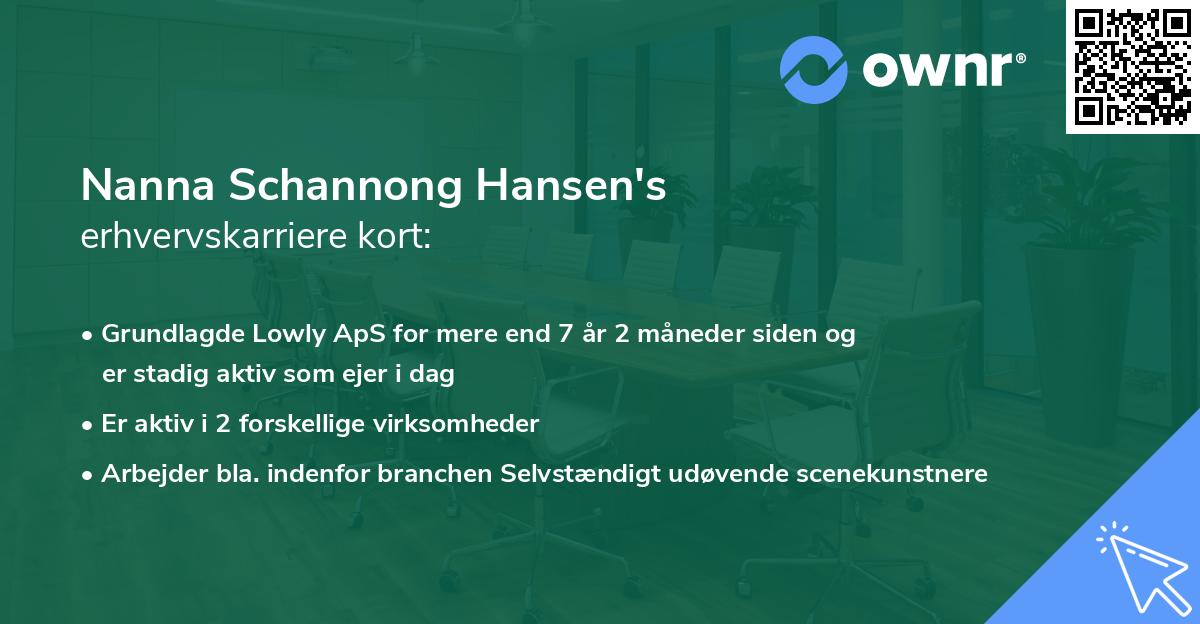 Nanna Schannong Hansen's erhvervskarriere kort