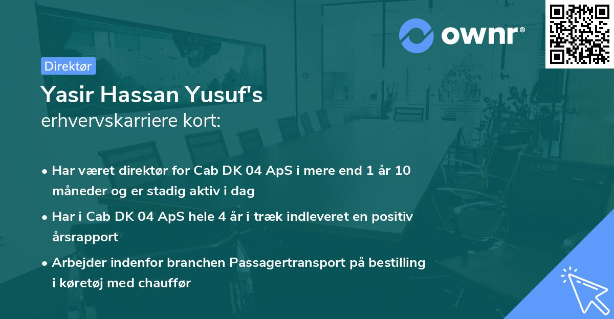 Yasir Hassan Yusuf's erhvervskarriere kort