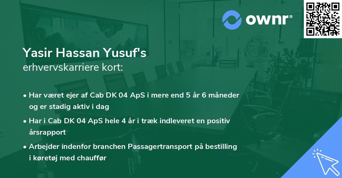 Yasir Hassan Yusuf's erhvervskarriere kort