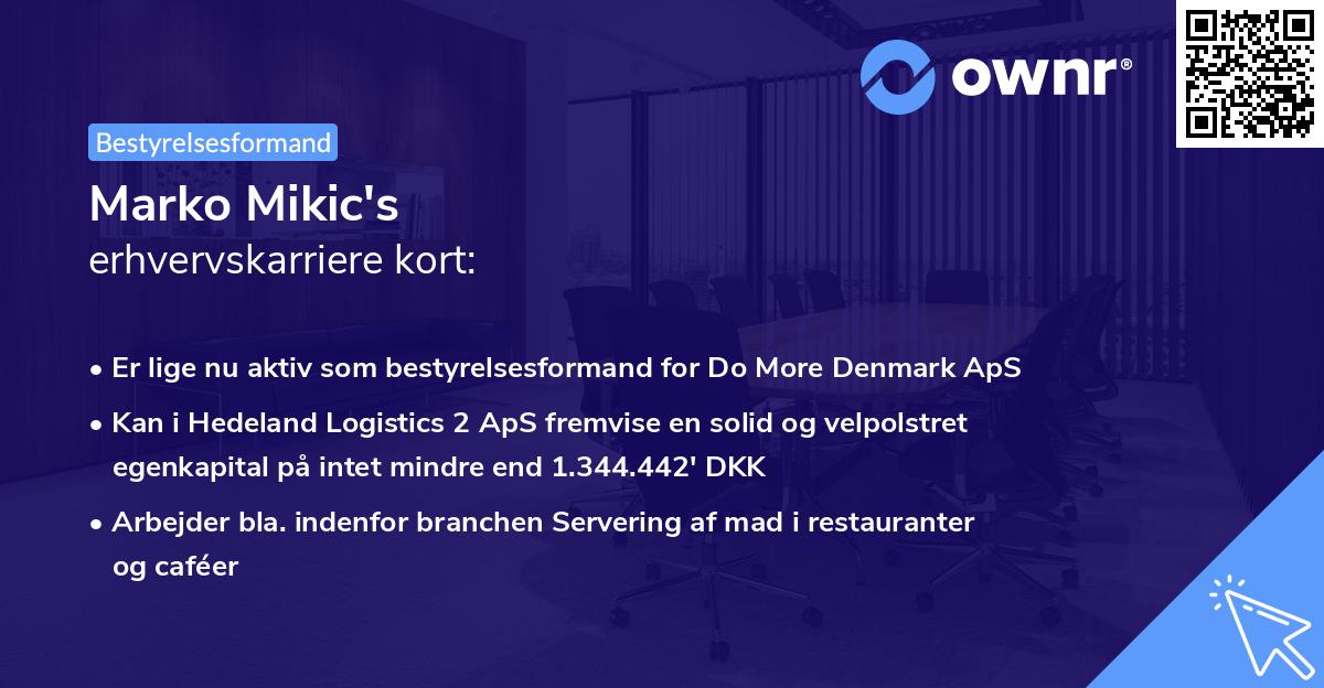 Marko Mikic's erhvervskarriere kort
