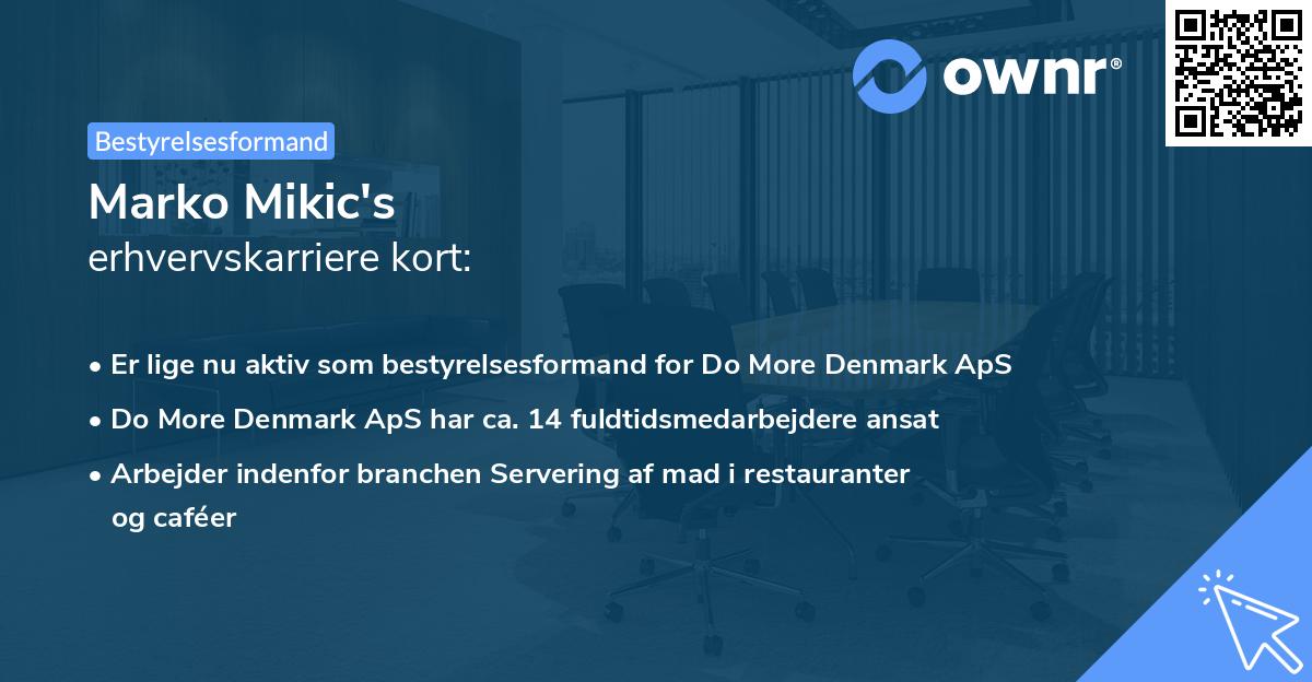 Marko Mikic's erhvervskarriere kort
