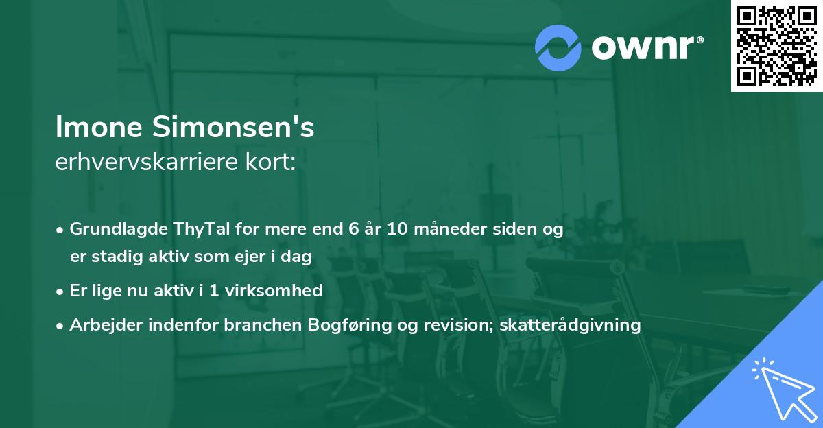 Imone Simonsen's erhvervskarriere kort