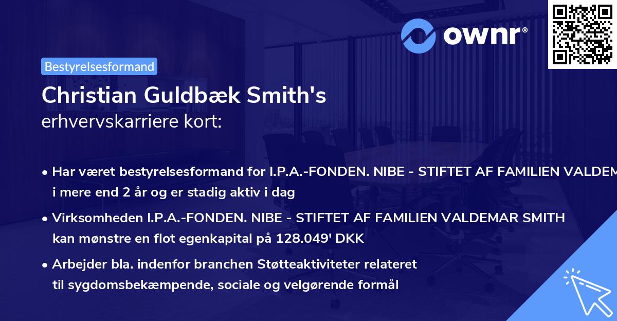 Christian Guldbæk Smith's erhvervskarriere kort