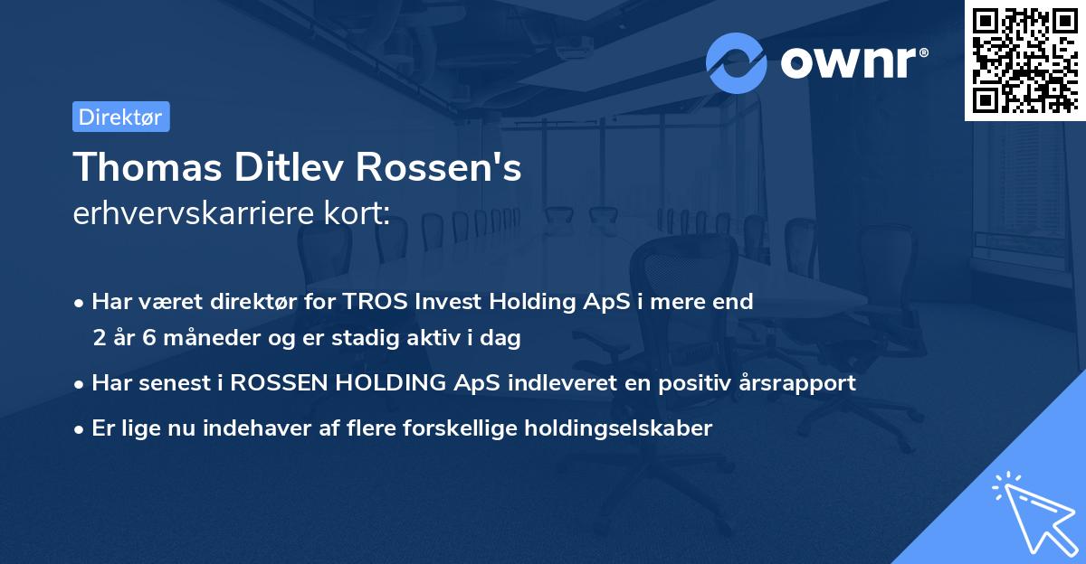 Thomas Ditlev Rossen's erhvervskarriere kort