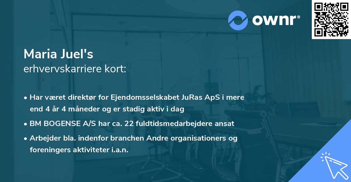 Maria Juel's erhvervskarriere kort