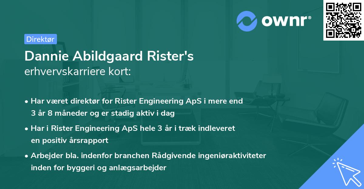 Dannie Abildgaard Rister's erhvervskarriere kort