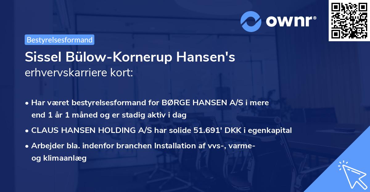 Sissel Bülow-Kornerup Hansen's erhvervskarriere kort