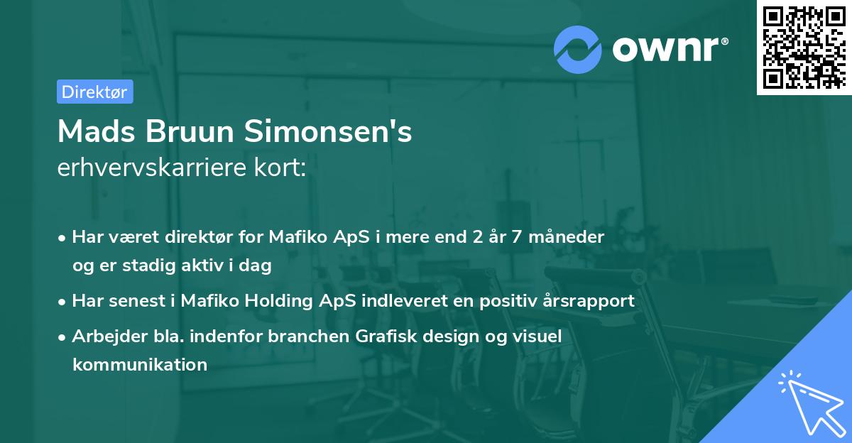 Mads Bruun Simonsen's erhvervskarriere kort