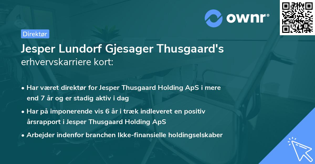 Jesper Lundorf Gjesager Thusgaard's erhvervskarriere kort