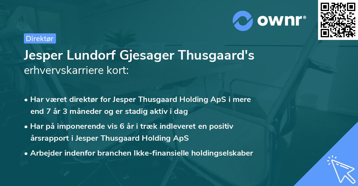 Jesper Lundorf Gjesager Thusgaard's erhvervskarriere kort