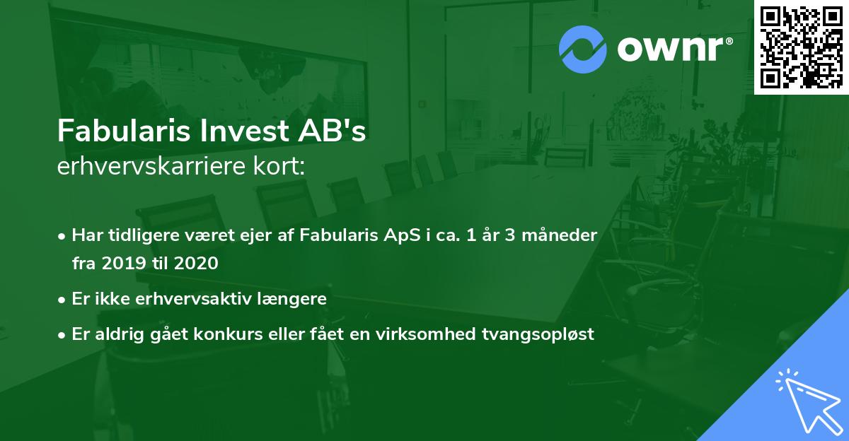 Fabularis Invest AB's erhvervskarriere kort