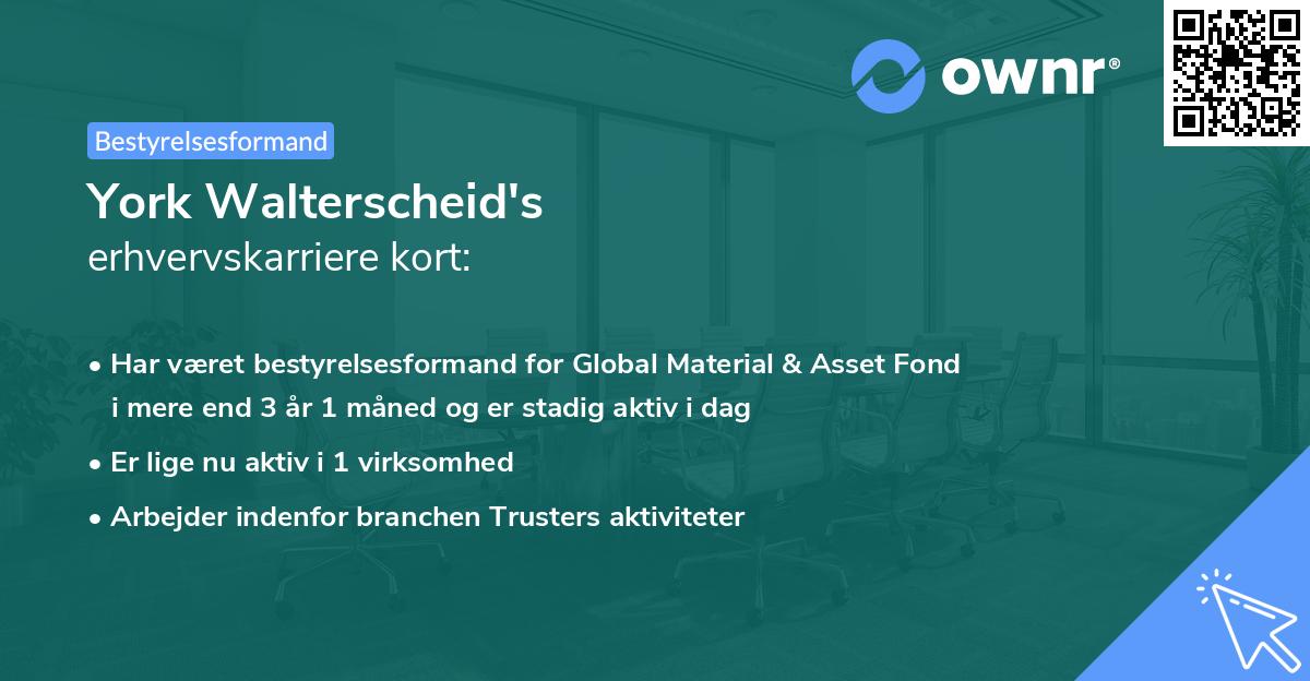 York Walterscheid's erhvervskarriere kort