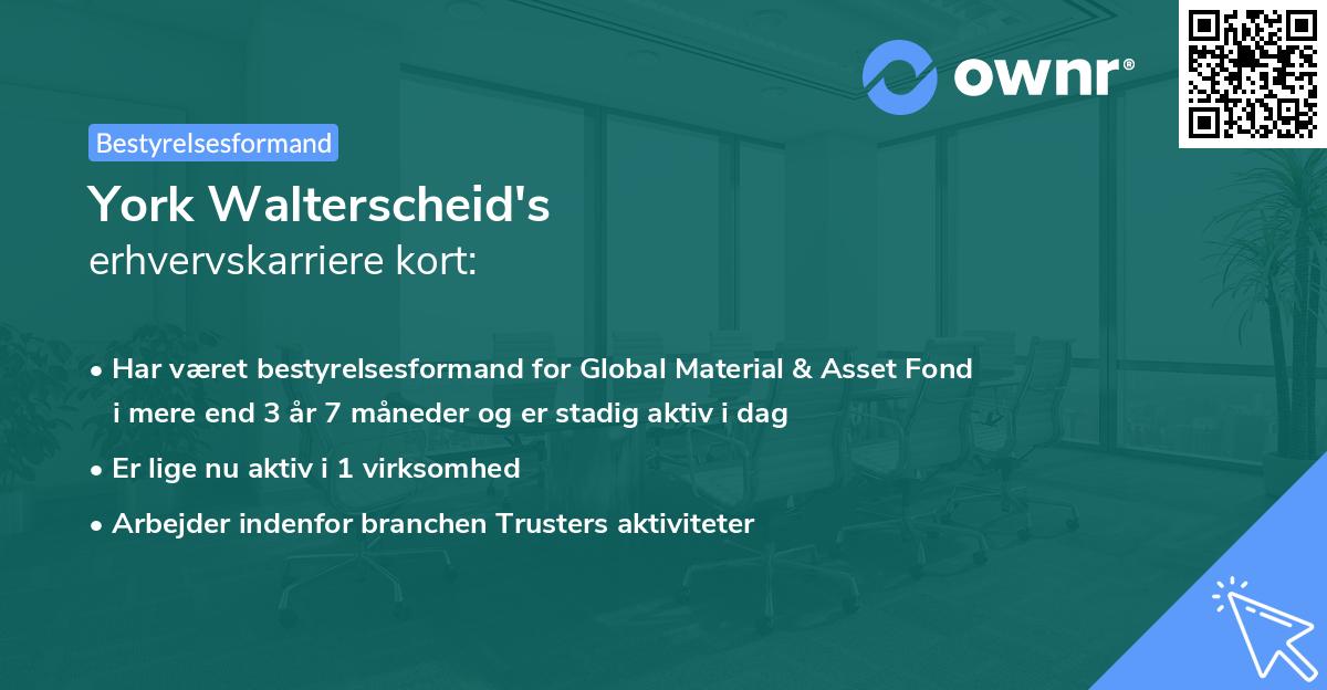 York Walterscheid's erhvervskarriere kort