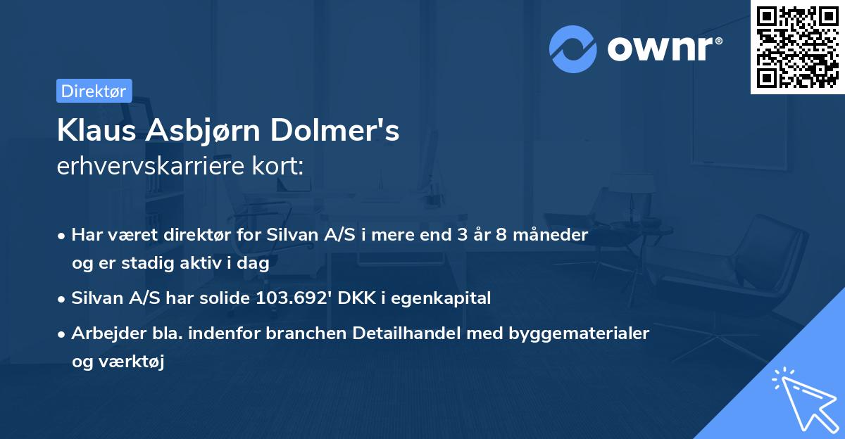 Klaus Asbjørn Dolmer's erhvervskarriere kort