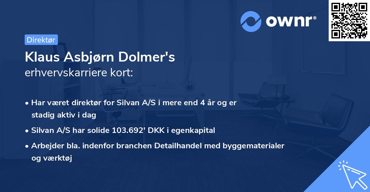 Klaus Asbjørn Dolmer's erhvervskarriere kort