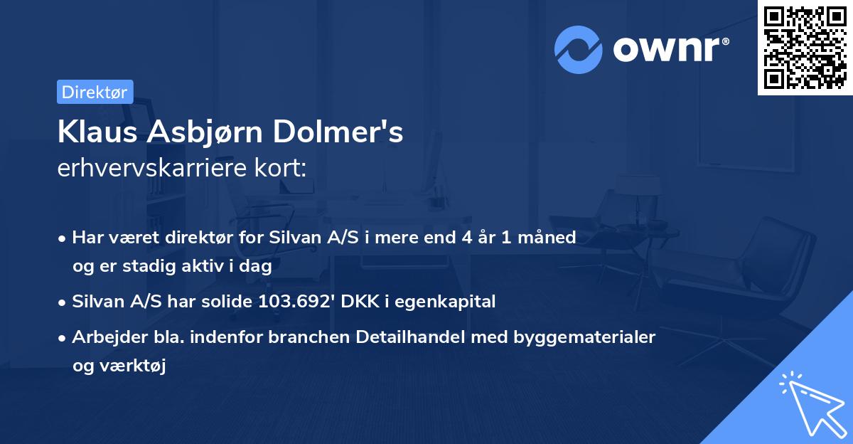 Klaus Asbjørn Dolmer's erhvervskarriere kort