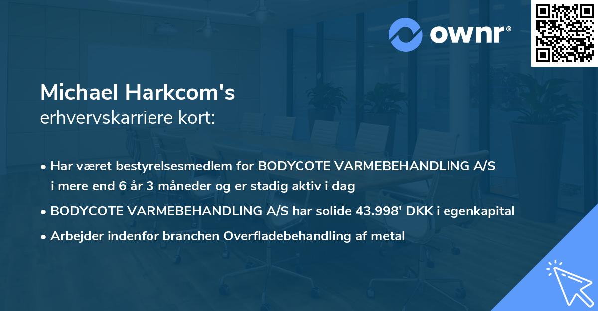 Michael Harkcom's erhvervskarriere kort