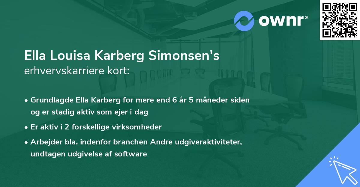 Ella Louisa Karberg Simonsen's erhvervskarriere kort