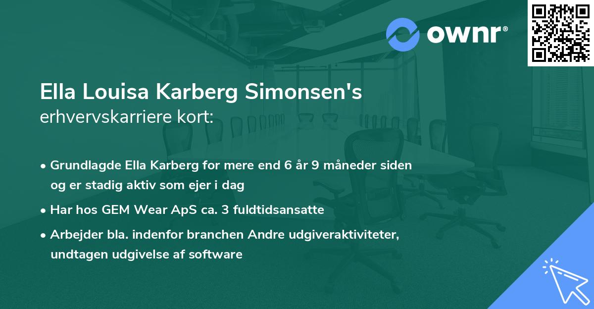 Ella Louisa Karberg Simonsen's erhvervskarriere kort