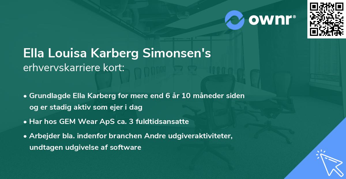 Ella Louisa Karberg Simonsen's erhvervskarriere kort