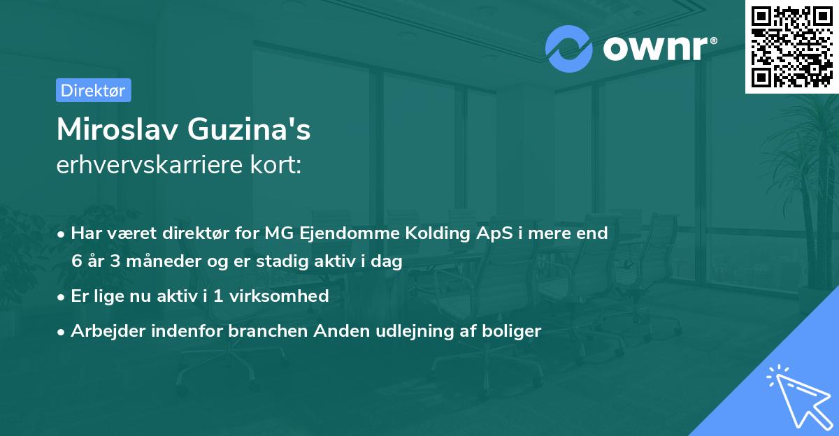 Miroslav Guzina's erhvervskarriere kort