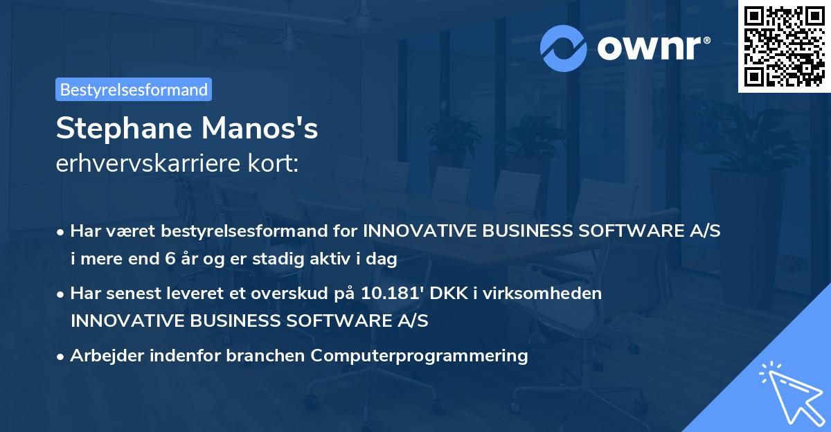 Stephane Manos's erhvervskarriere kort
