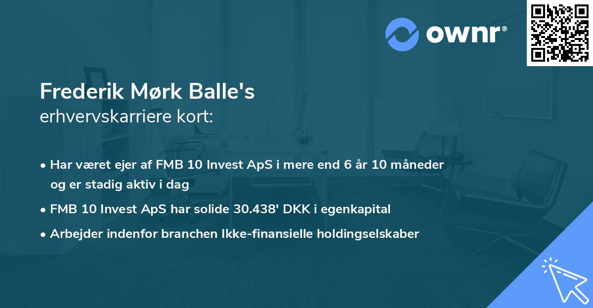 Frederik Mørk Balle's erhvervskarriere kort