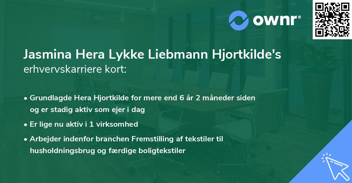 Jasmina Hera Lykke Liebmann Hjortkilde's erhvervskarriere kort