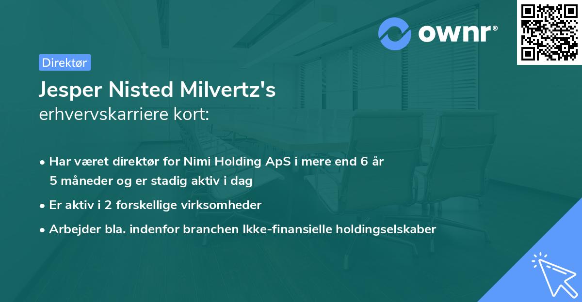 Jesper Nisted Milvertz's erhvervskarriere kort