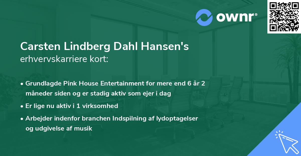 Carsten Lindberg Dahl Hansen's erhvervskarriere kort