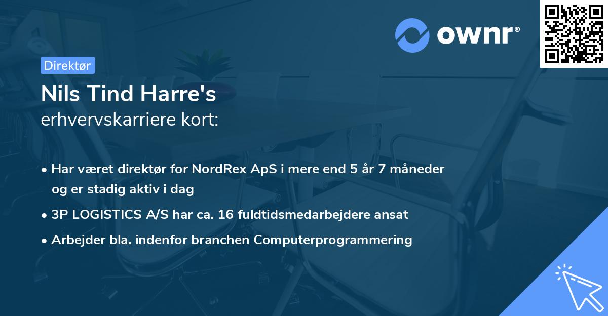 Nils Tind Harre's erhvervskarriere kort