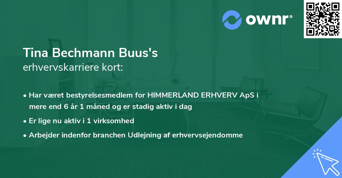 Tina Bechmann Buus's erhvervskarriere kort