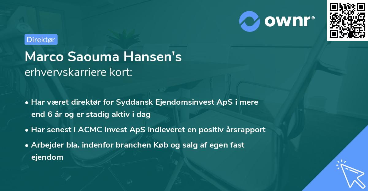 Marco Saouma Hansen's erhvervskarriere kort