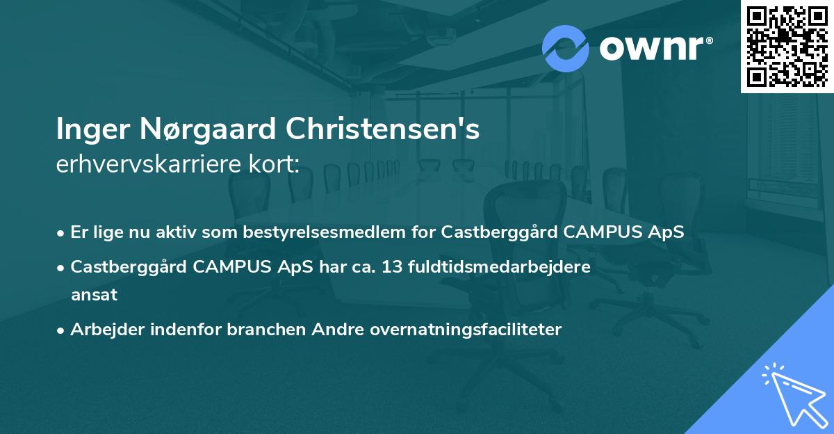 Inger Nørgaard Christensen's erhvervskarriere kort