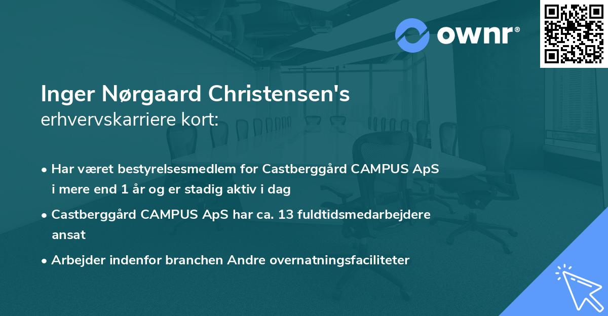 Inger Nørgaard Christensen's erhvervskarriere kort
