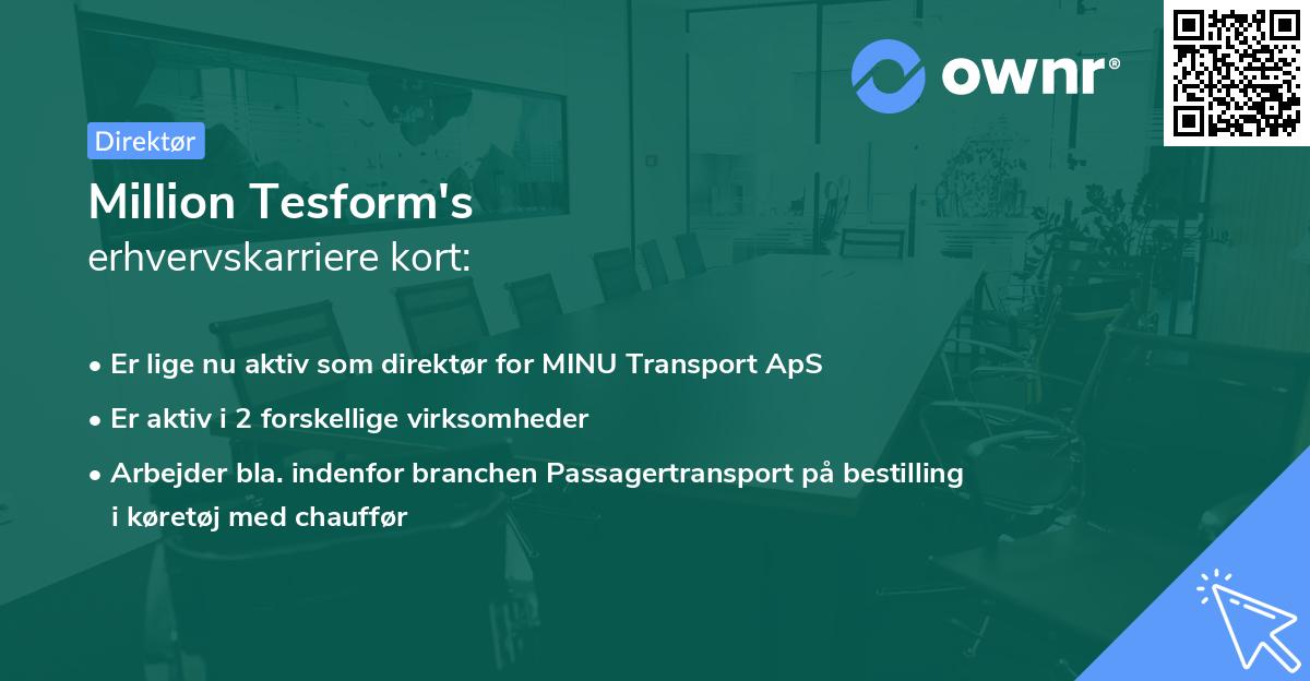 Million Tesform's erhvervskarriere kort