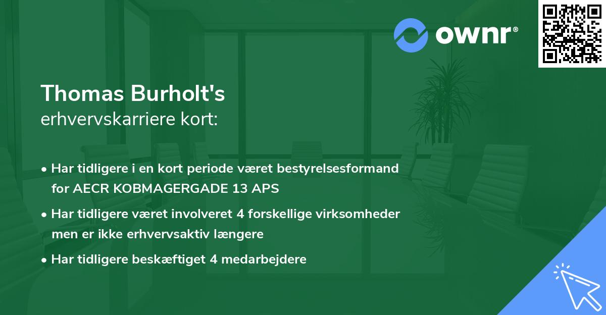 Thomas Burholt's erhvervskarriere kort