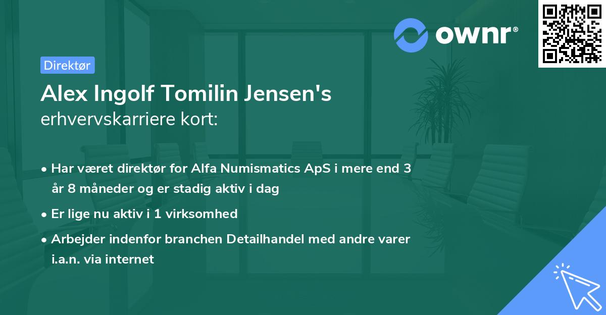 Alex Ingolf Tomilin Jensen's erhvervskarriere kort