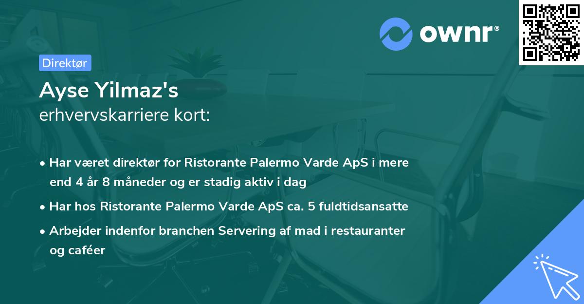 Ayse Yilmaz's erhvervskarriere kort