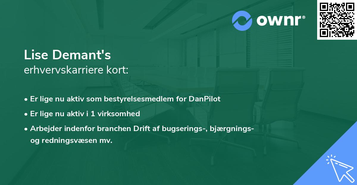 Lise Demant's erhvervskarriere kort