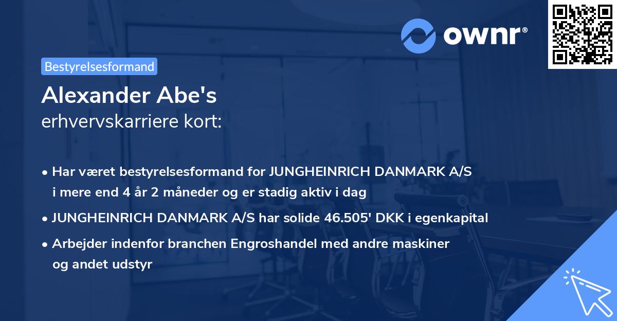 Alexander Abe's erhvervskarriere kort