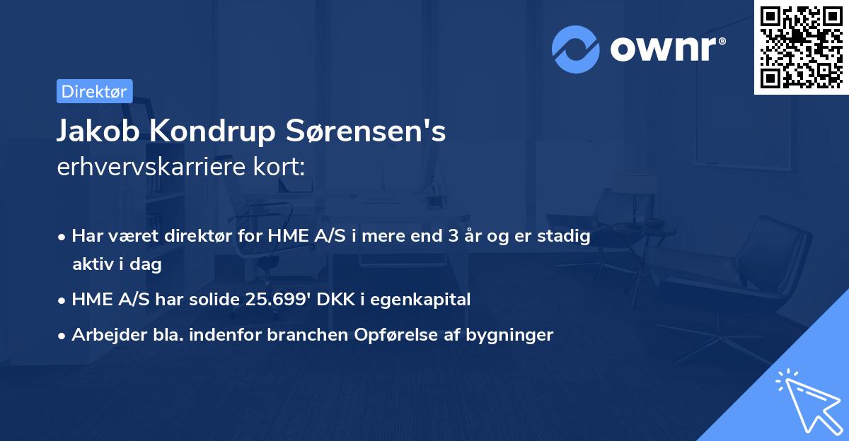 Jakob Kondrup Sørensen's erhvervskarriere kort