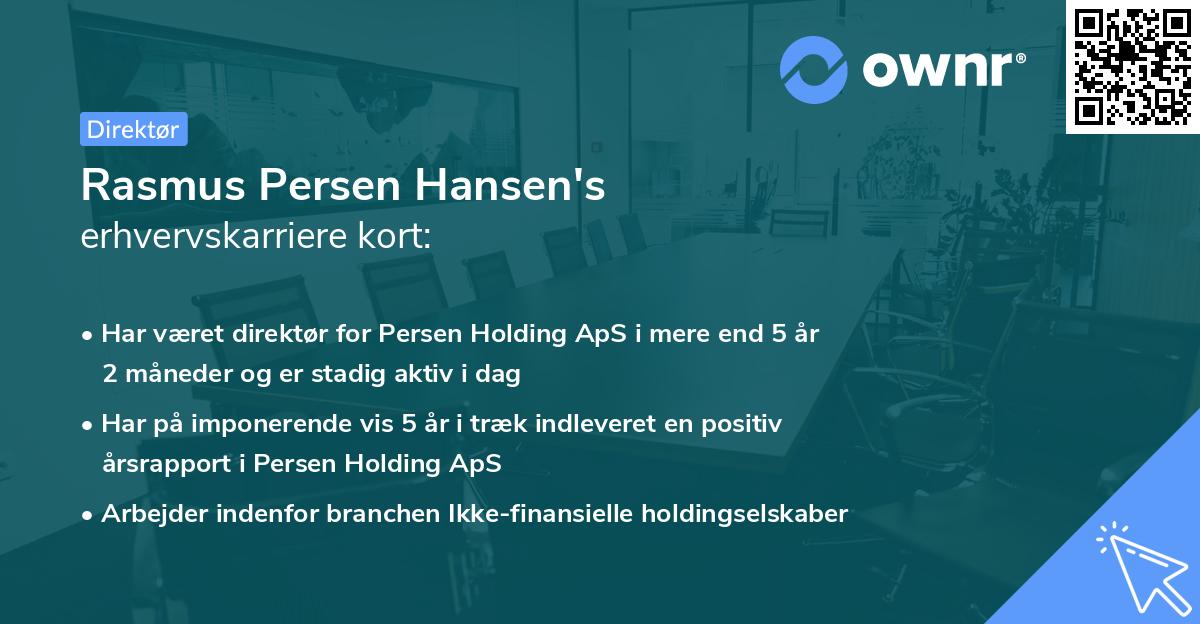 Rasmus Persen Hansen's erhvervskarriere kort