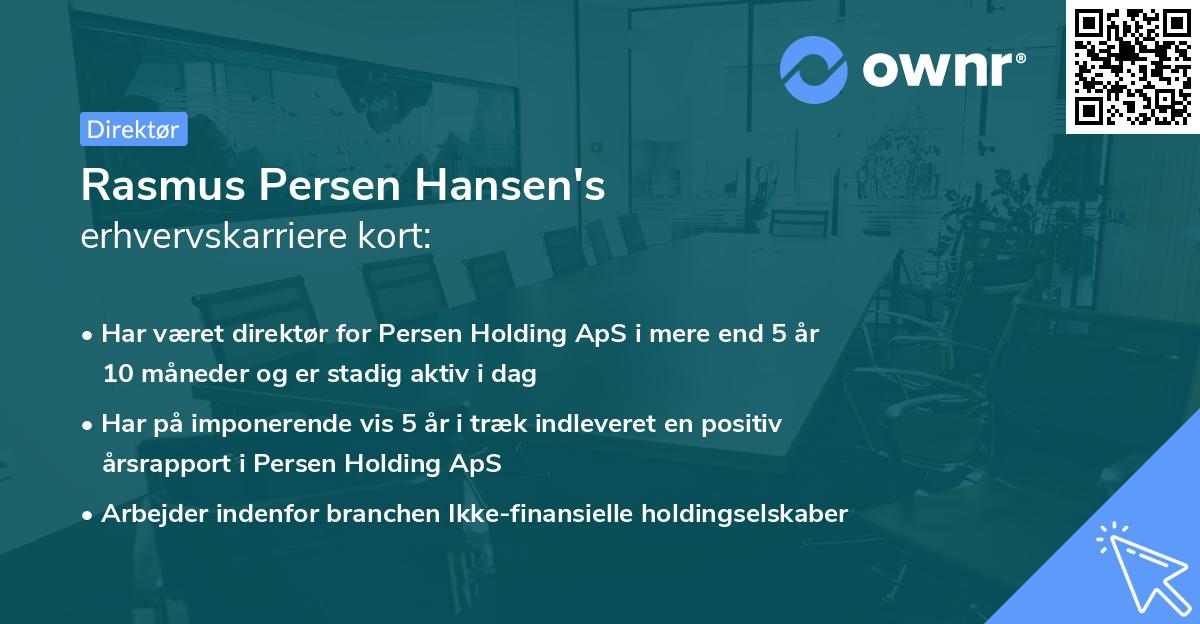 Rasmus Persen Hansen's erhvervskarriere kort