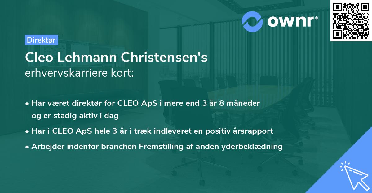 Cleo Lehmann Christensen's erhvervskarriere kort