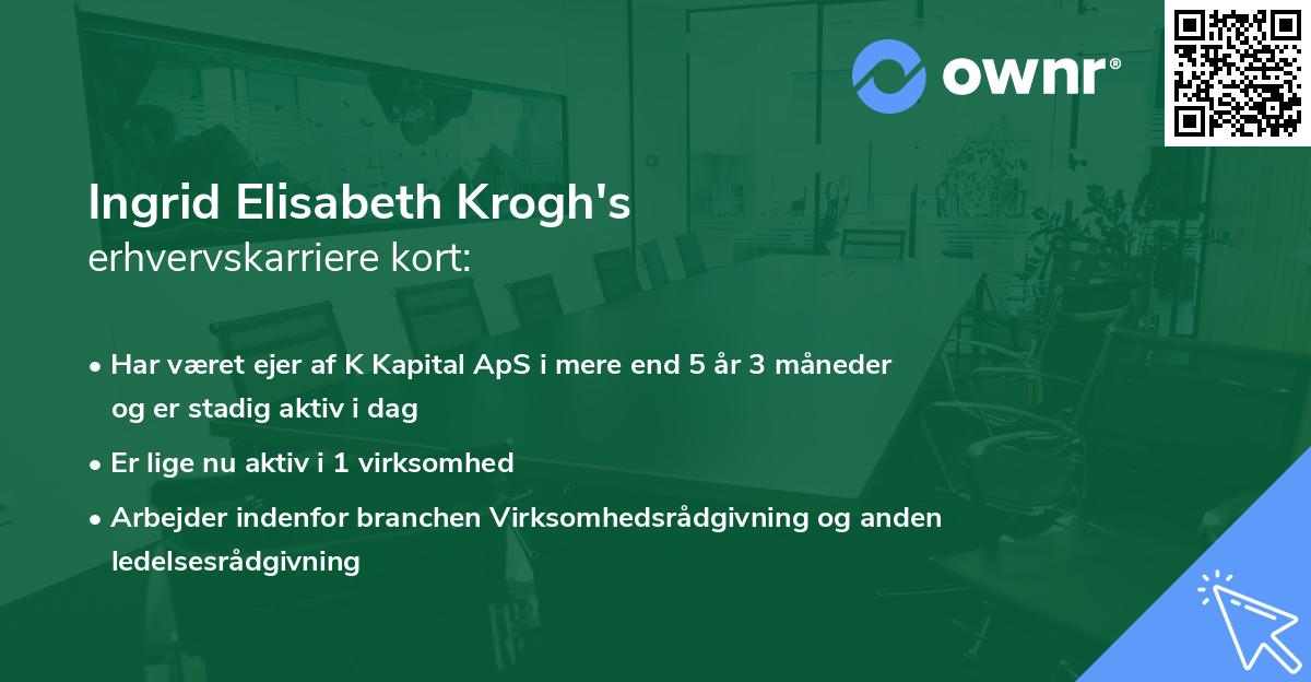 Ingrid Elisabeth Krogh's erhvervskarriere kort
