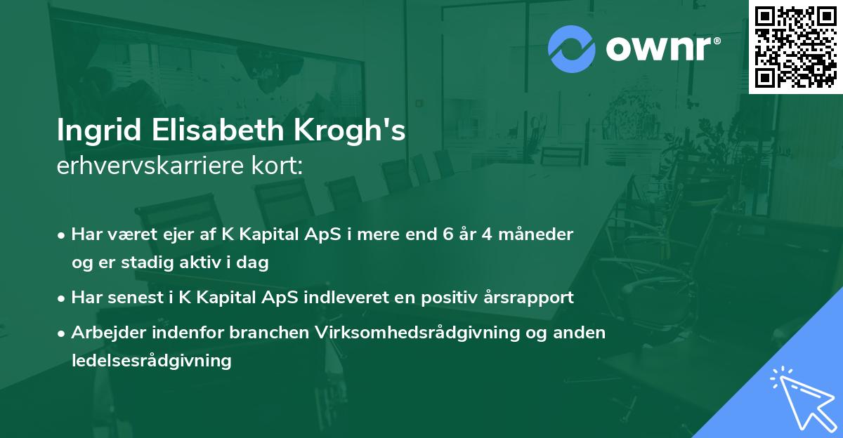 Ingrid Elisabeth Krogh's erhvervskarriere kort