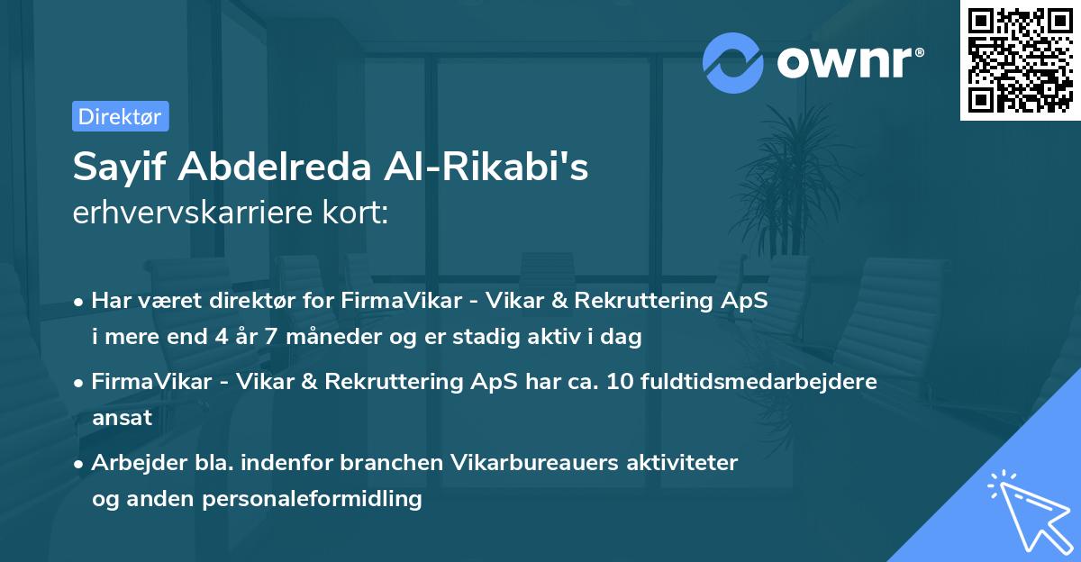 Sayif Abdelreda Al-Rikabi's erhvervskarriere kort
