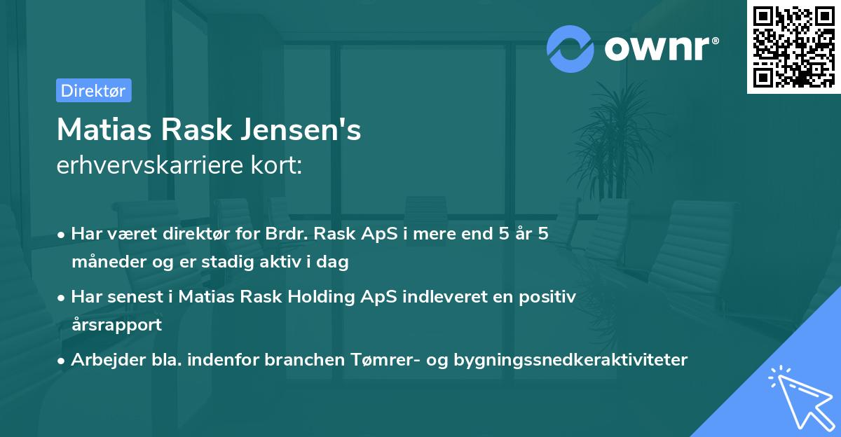 Matias Rask Jensen's erhvervskarriere kort