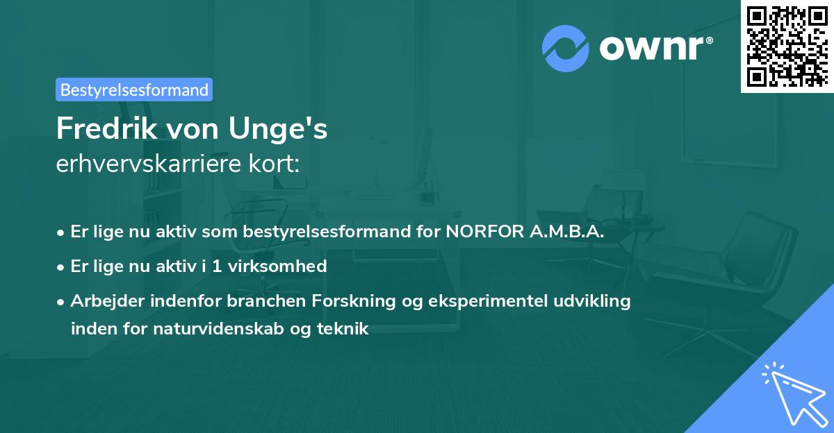 Fredrik von Unge's erhvervskarriere kort
